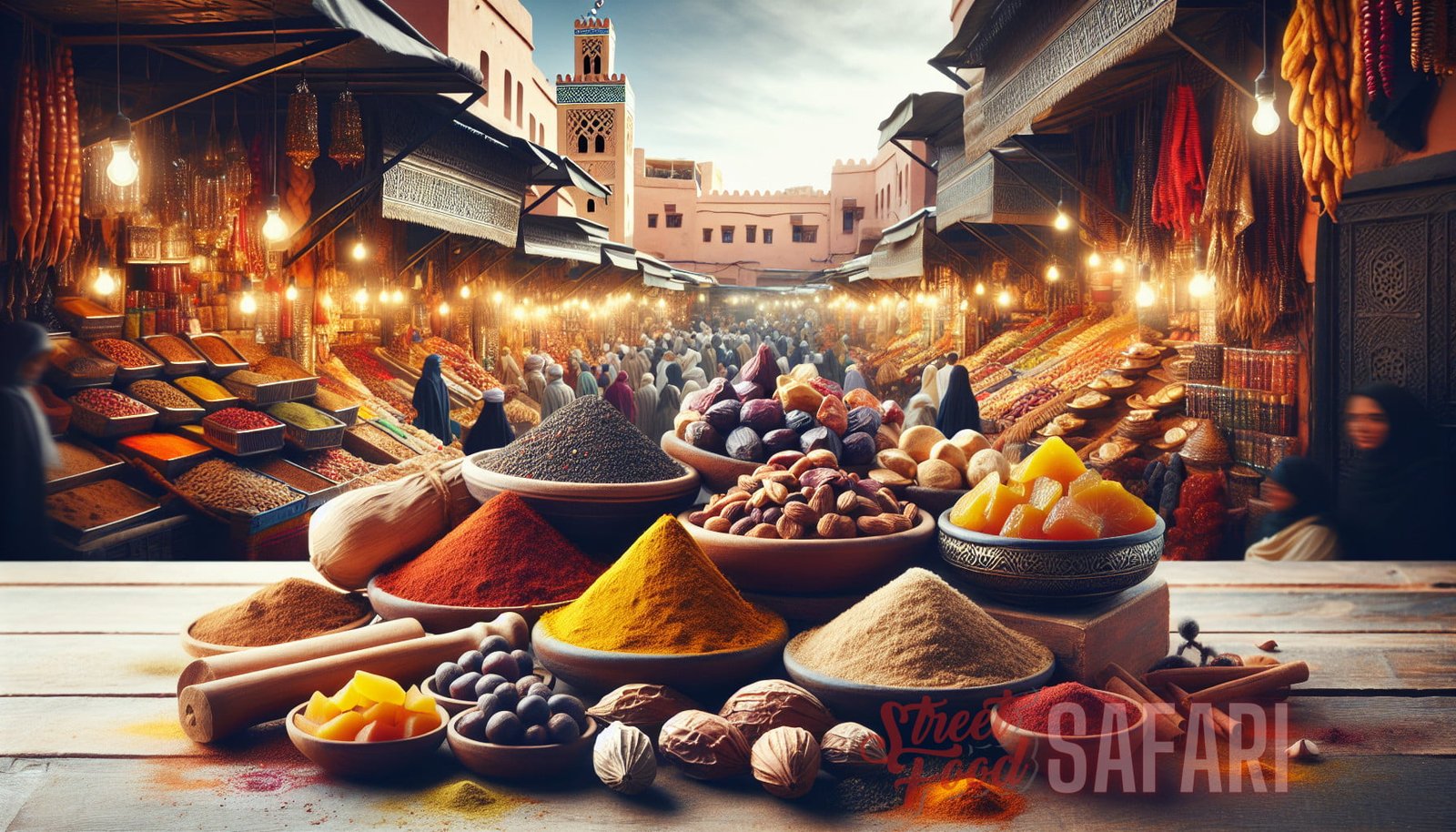 Illustration for section: Marrakech is a city that will transport you to a world of exotic flavors and spices. Explore the bus - food exploration