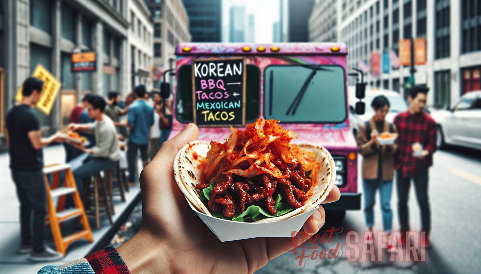 Ilustración para la sección: 1. Fusión coreano-mexicana: tacos de barbacoa coreanos La fusión coreano-mexicana es una unión hecha en el mundo culinario: fusiones globales.