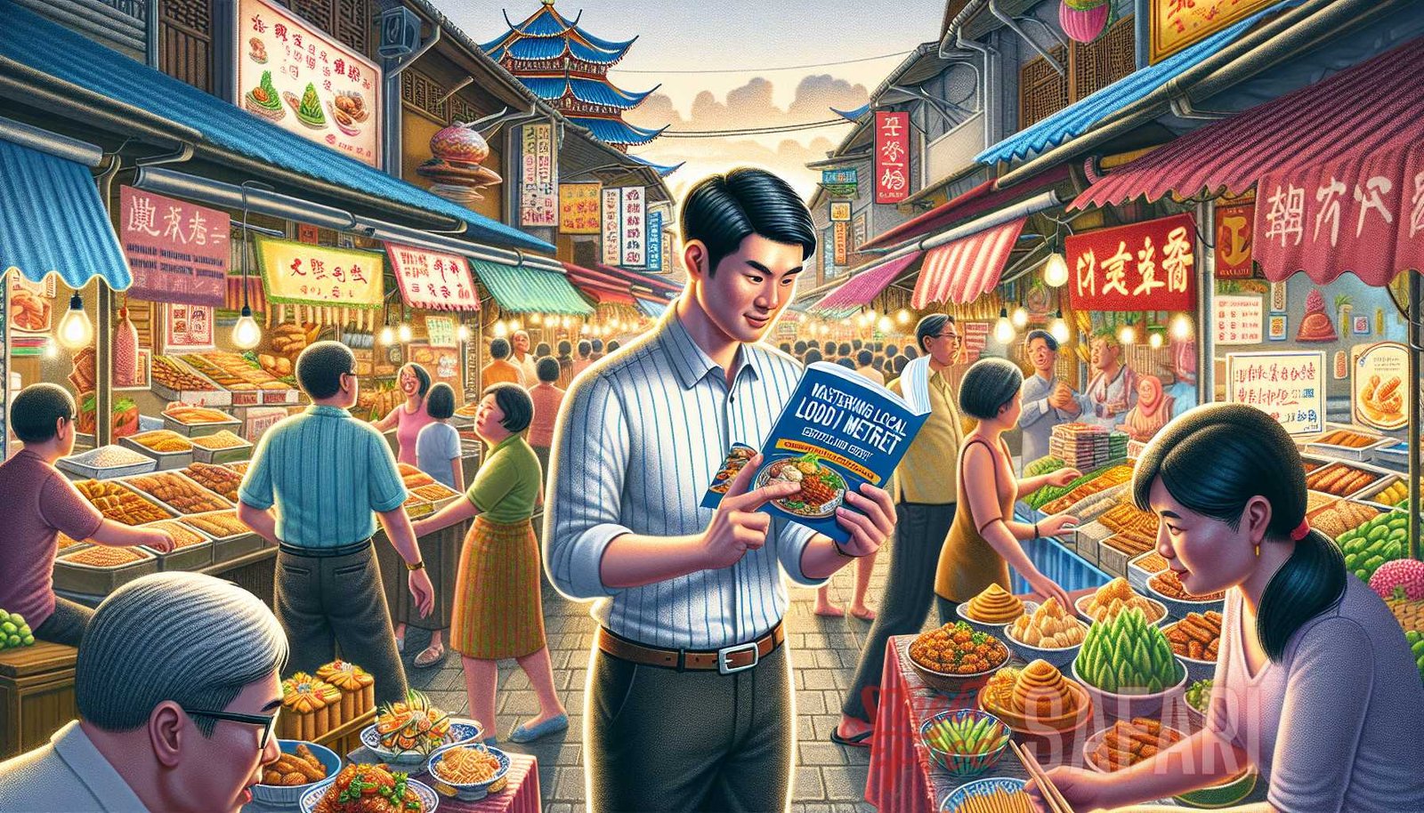 Illustration for section: 6. Seek Out Popular and Busy Stalls - local market etiquette