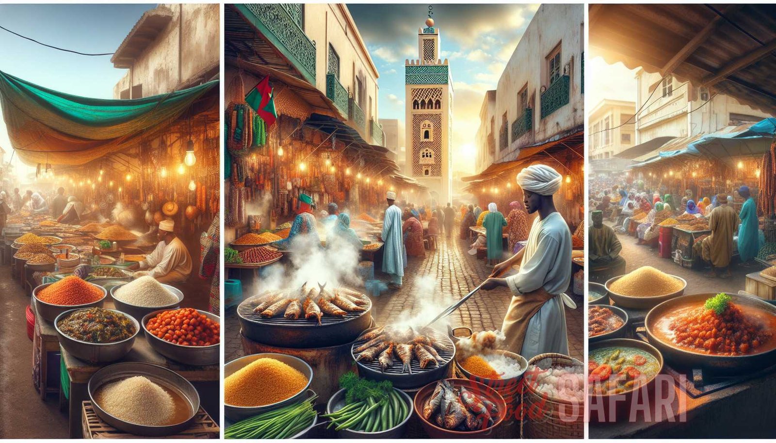 Illustration for section: The diversity of street food extends to Africa as well. In countries like Morocco, Senegal, and Nige - street cuisine