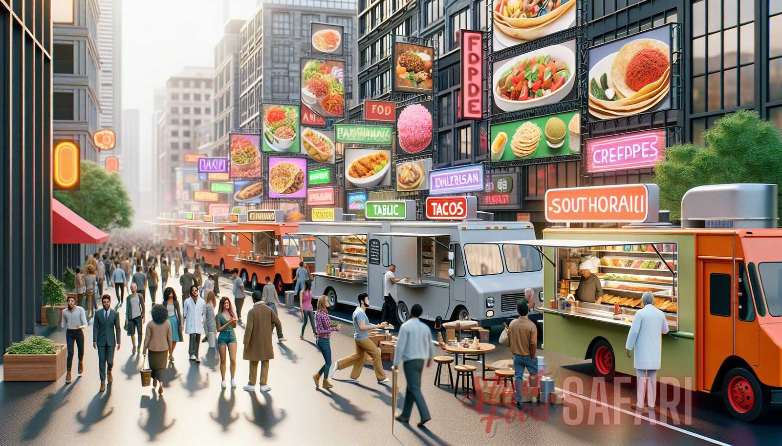 Illustration for section: With the growing popularity of street food tourism, cities are investing in infrastructure and regul - street delights