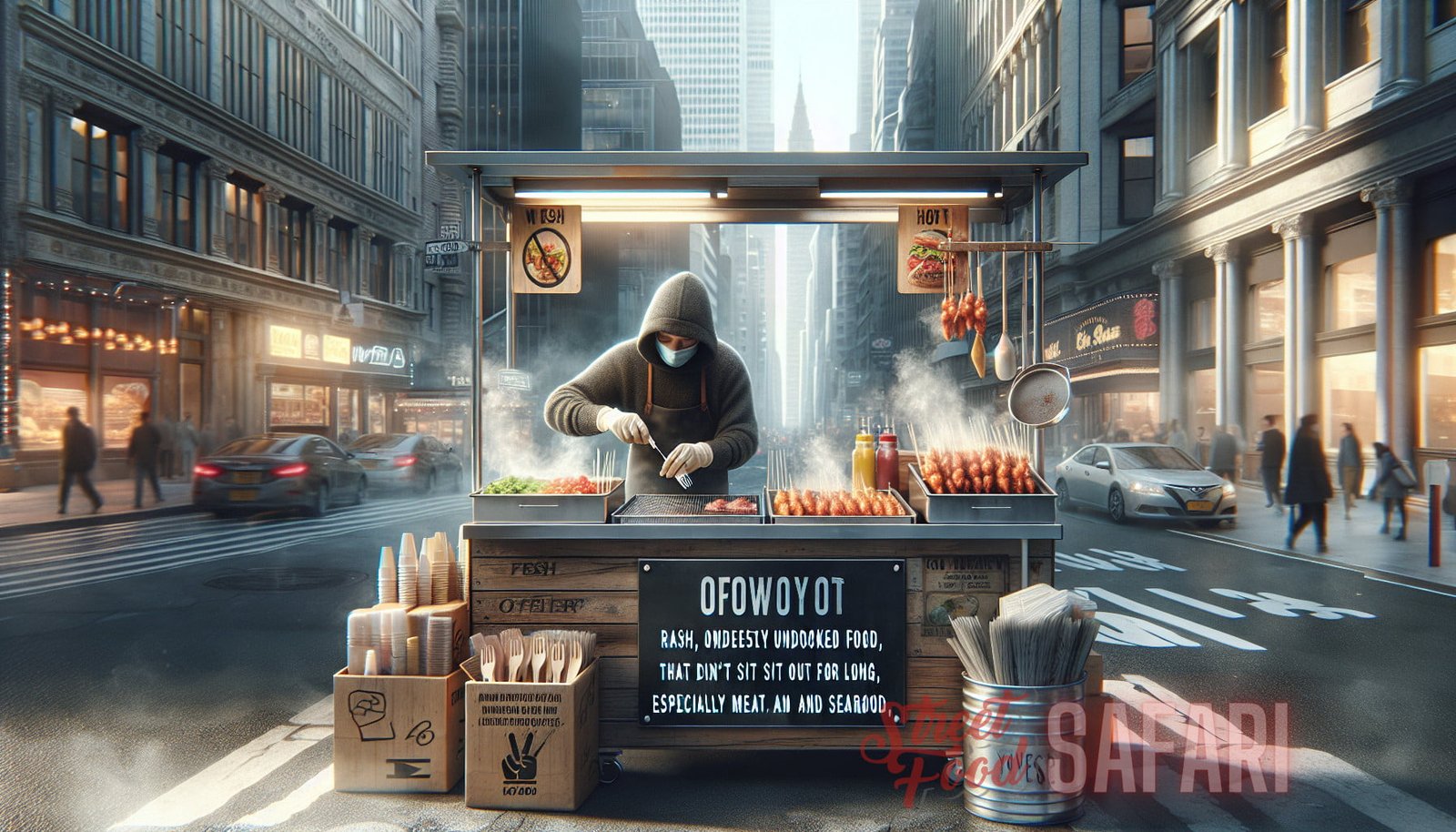 Illustration for section: Choose vendors who have a clean and hygienic food preparation area.Look for vendors who use gloves o - street eats science