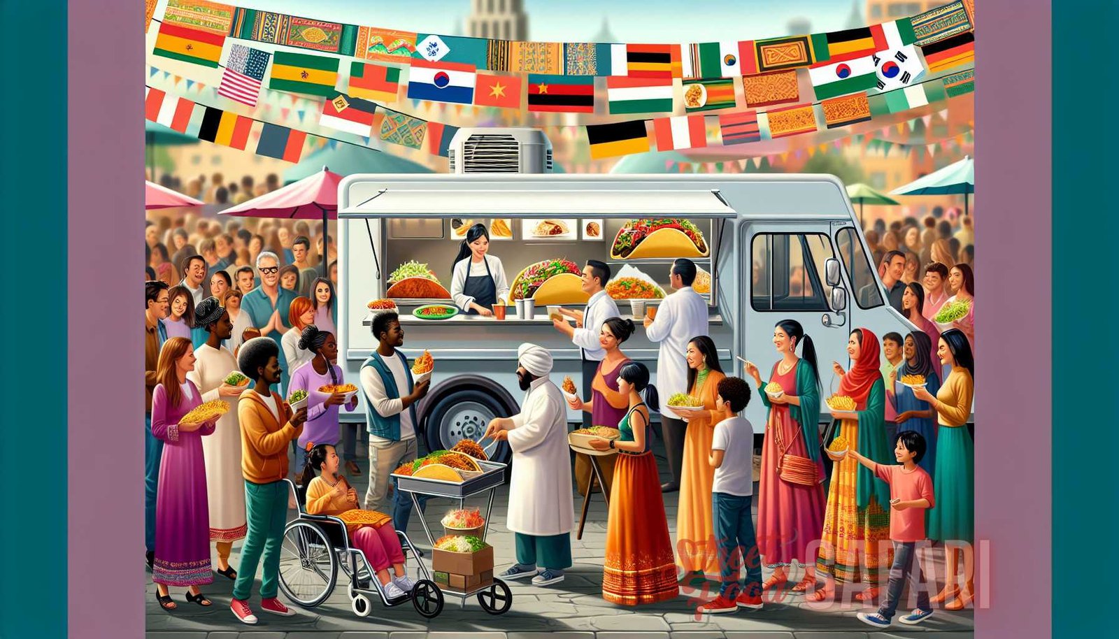 Illustration for section: 1. Fusion Cuisine The fusion of different culinary traditions has given rise to exciting new flavors - street food stories