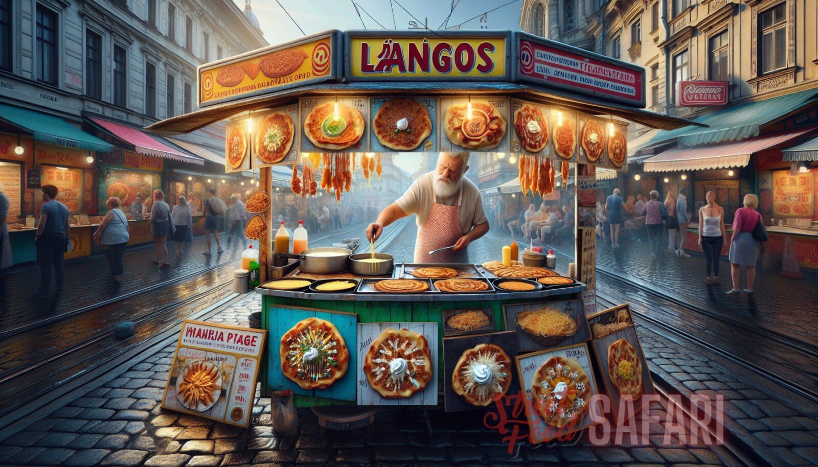 Ilustración para la sección: 3. Lángos - Hungría Lángos es una comida callejera favorita de Hungría que se ha reinventado en innumerables ocasiones: fusión callejera.