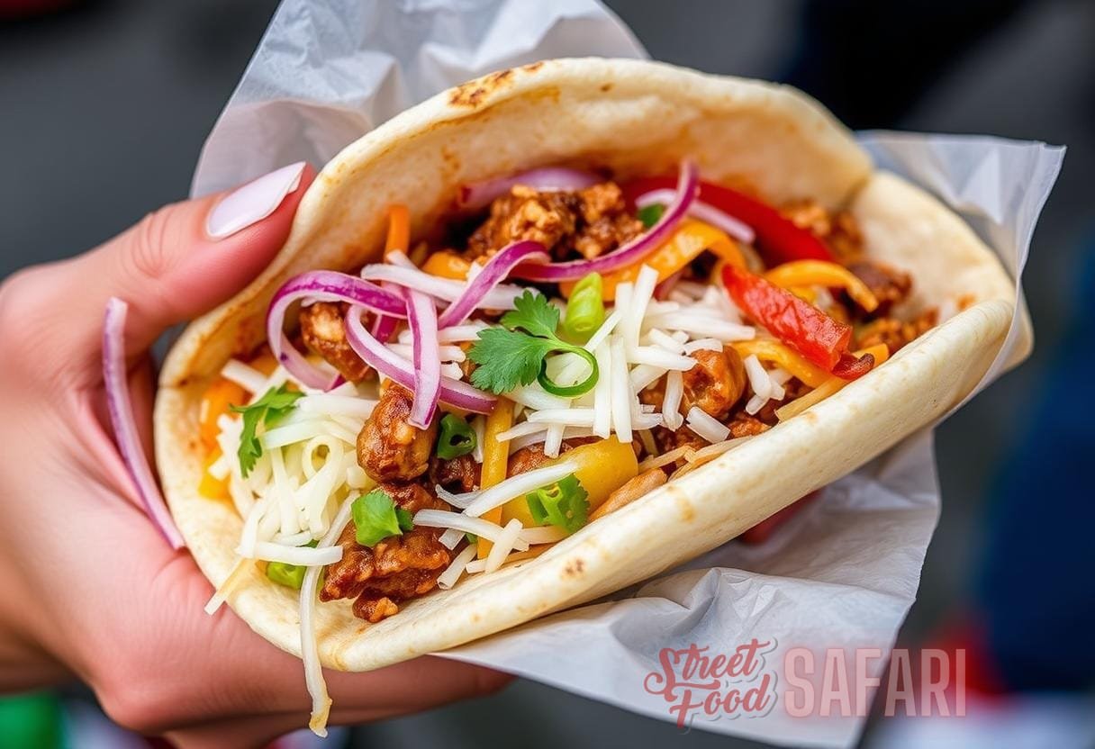 Illustration for section: Widely regarded as one of the most recognizable forms of street food, tacos showcase the mashup of f - global street eats