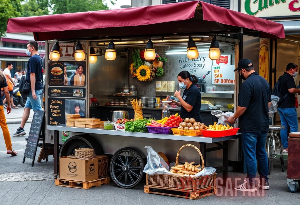 Ilustración para la sección: Calidad de los ingredientes: Los vendedores suelen utilizar ingredientes frescos; sin embargo, el abastecimiento puede variar. Busque siempre: fusión de sabores urbanos